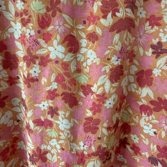 Nanette Lepore Pink Floral Ruffle Hems Flutter Short Sleeve Pintuck 27Top Size L - Picture 7 of 9